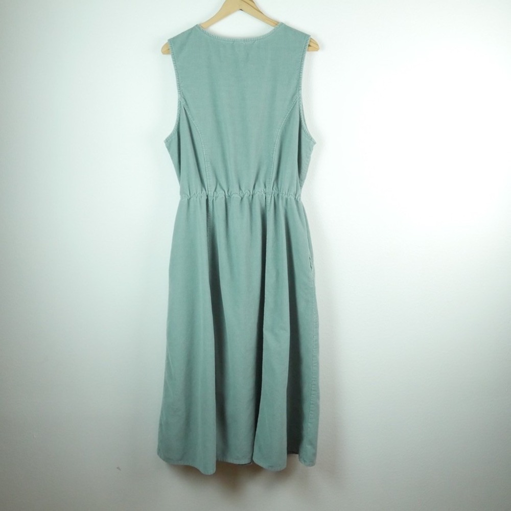 Vintage Lands End Corduroy Midi Dress Button Front Pockets 16 Pinafore Teacher - Picture 7 of 7